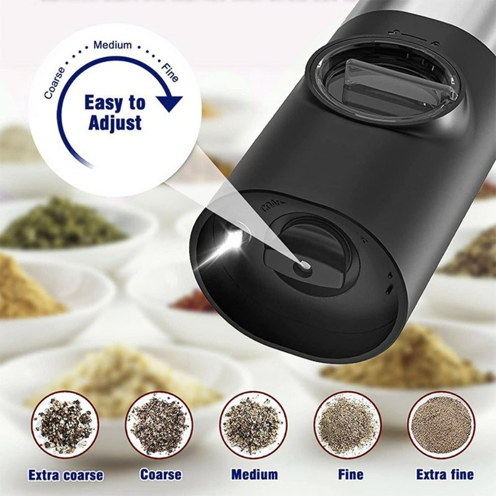 Electric Salt & Pepper Grinder 2 Bottles Set