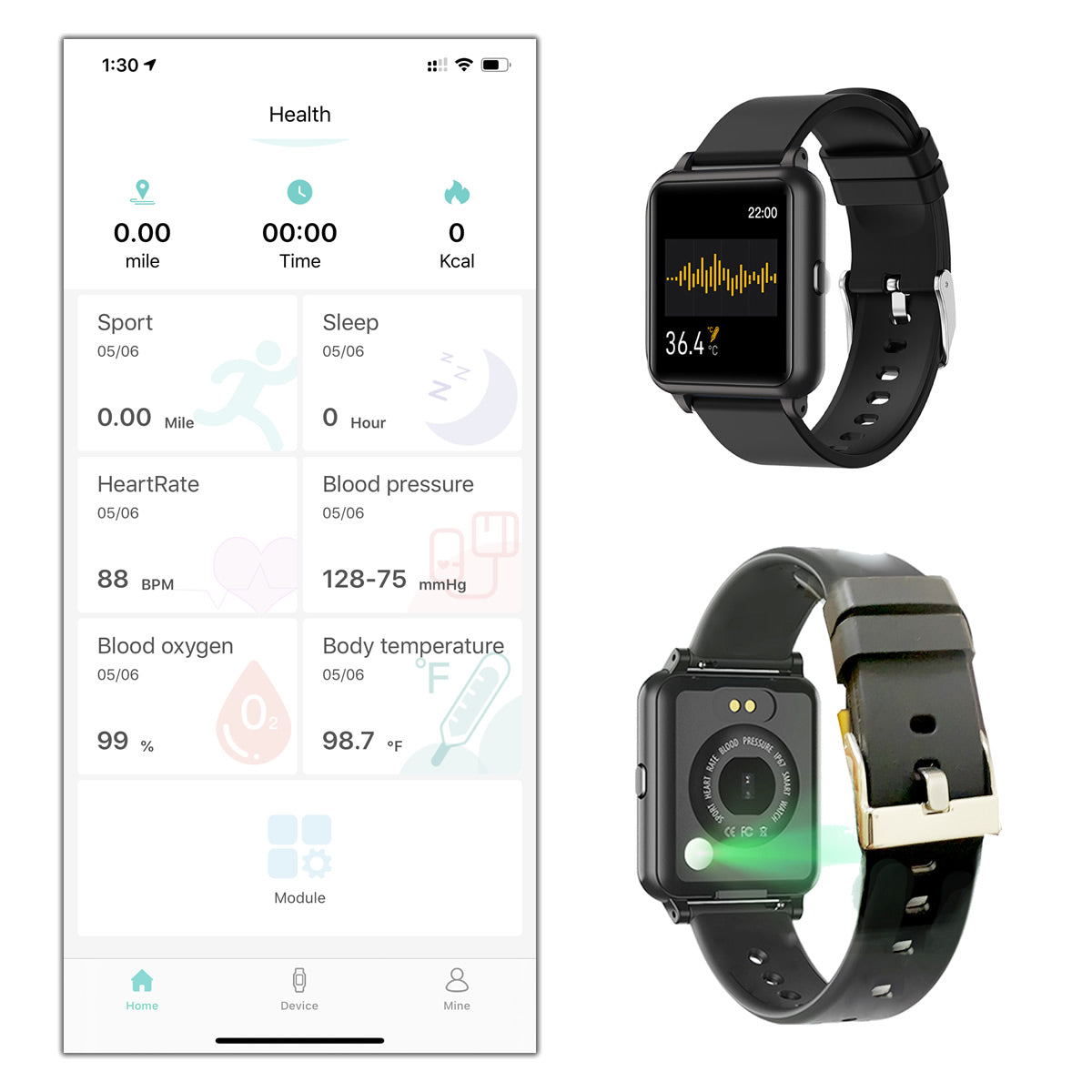 Smart Watch With Live Oximeter, Thermometer And Pulse Monitor