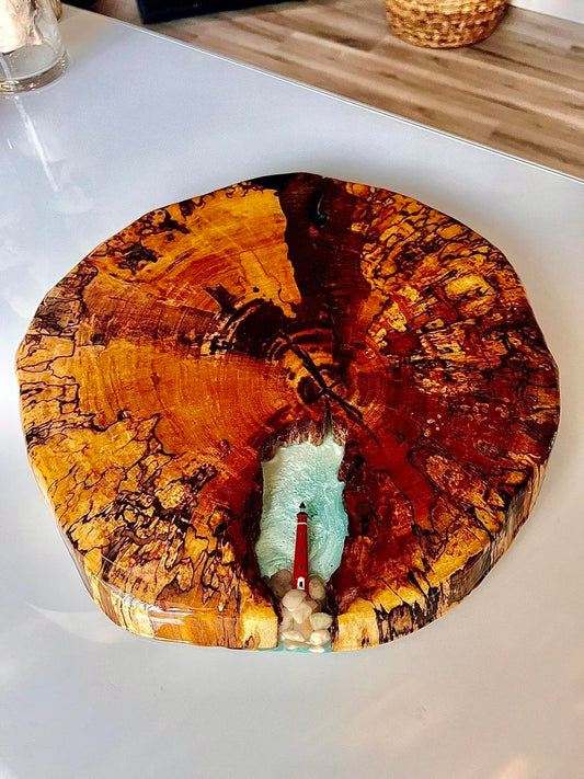 Charcuterie Board With Built in Light House