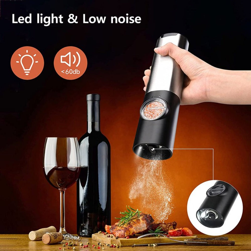 Electric Salt & Pepper Grinder 2 Bottles Set