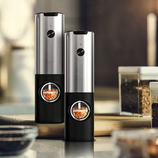 Electric Salt & Pepper Grinder 2 Bottles Set