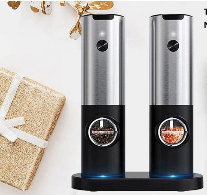 Electric Salt & Pepper Grinder 2 Bottles Set